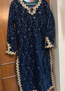 Premium Velvet Suit Set with Embroidery Sequence