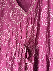 Vibrant Purple Bandhani Kaftan Dress