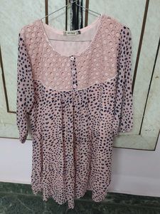 Cute Pink Heart Print Dress