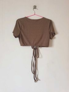 ‼️Price Drop‼️Brown Tie Up Crop Top