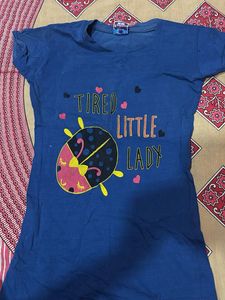 Blue T-Shirt with Ladybug Graphic