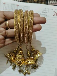 Traditional Gold Tone Bangles with Tassel