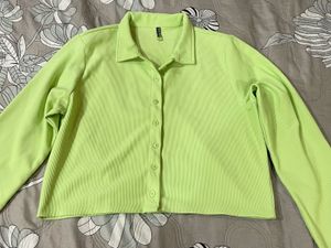 Lime Green Cropped Collared top