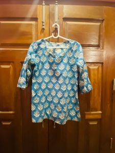 Blue Block Print Kurta