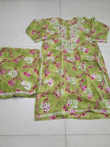 Green Floral Kurta Set with Dupatta