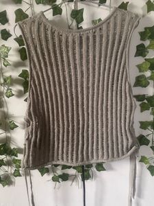 Ribbed Knit Tank Top with Tie Detail