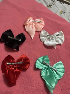 Set of 5 Satin Bow Hair Clips