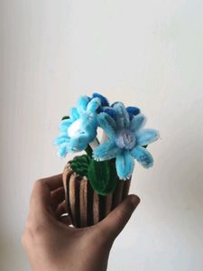 Handmade Blue Pipe Cleaner Flower Bouquet