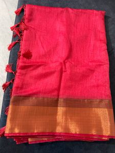 Vibrant Pink Silk Saree