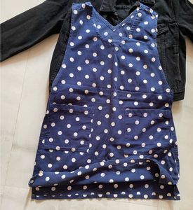 Navy Polka Dot Vest denim Dress