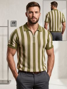 Striped Quarter Zip Polo Top