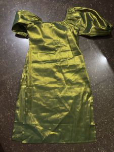 Anouk Shimmering Green Kurta with Puffed Sleeves