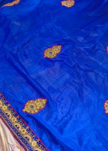Royal Blue Embroidered Saree