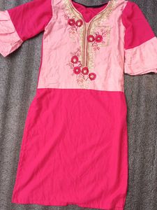 Pink Embroidered Kurti