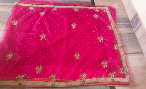 Stylish Full Flair Saree With Blouse  &amp; Petti Coat Also   Magenta Colour Heavy Work  Saree   Party Wear Saree  Only One Time Use   Febric  --net