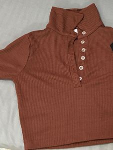 Ribbed Button-Up Crop Tops (Set of 2)(XS)