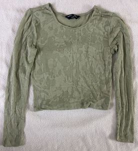 Sage Green Textured Long Sleeve Top