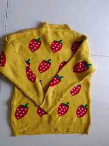 Yellow Strawberry Knit Sweater