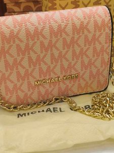 Michael Kors Pink Monogram Chain Bag