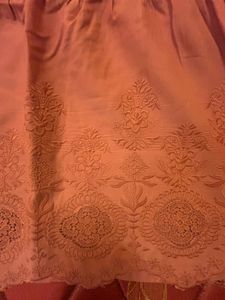 Rust Embroidered Peplum Cotton Top for Women | Rou