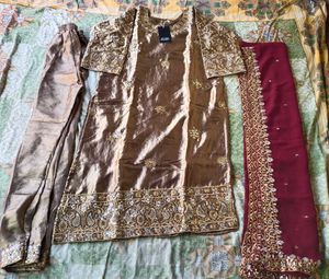 Embellished Kurta with Pants &amp; Dupatta