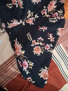 Chic Floral Print Collared Shirt  a line frock