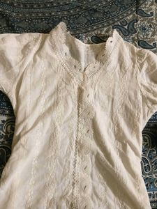 Elegant White Embroidered Kurta Top