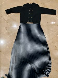 Chic Black & White Striped Maxi Dress