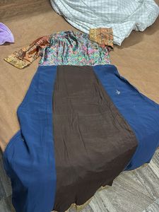 pure crepe with  satin vibrant ethnic go