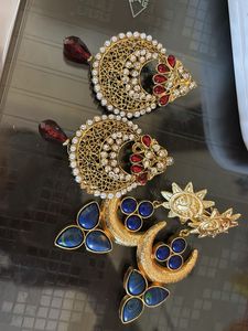 Combo of Boho Sun & Moon Dangle Earrings