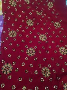 Embroidered Red Saree