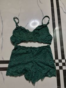 Lace Bralette and Shorts Set