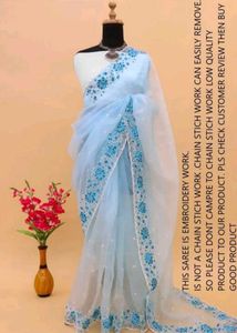 Stunning Blue Floral Saree
