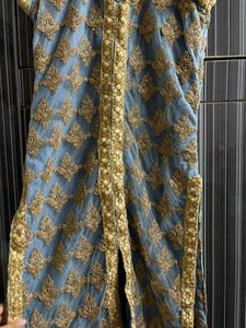 Blue &amp; Gold Embroidered Kurti