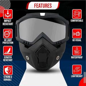 Protective Motorcycle Goggles and Mask Set