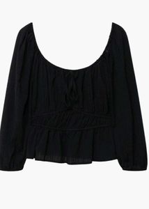 Mango Black Peplum Top