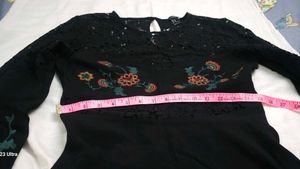 Forever21 Black Embroidered Lace Dress