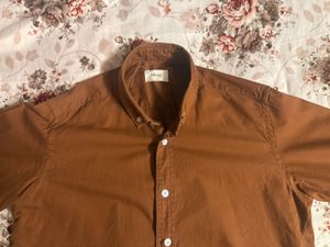 Men's Brown Button-Down Shirt