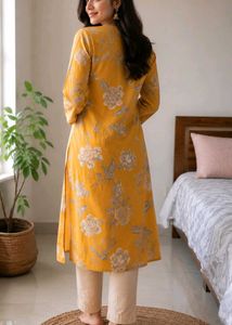 Mustard Yellow Floral Kurta Set