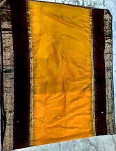 Mustard with Meroon kanjeevaram pure silk saree