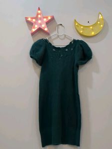 Emerald Green Puff Sleeve Dress