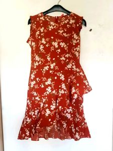Chic Floral Print Dress L size