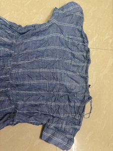 Casual Chic Blue &amp; White Striped Midi Dress with W