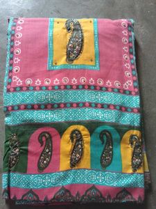 Vibrant Paisley Print cotton dress material.