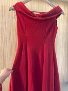 Red Off-Shoulder Bow Detail Dress