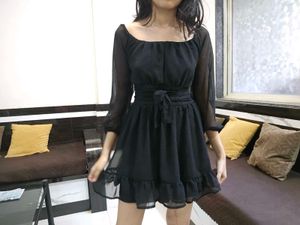 Elegant Black Sheer Sleeve Mini Dress