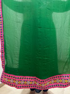 Vibrant Red Embroidered Skirt with dupatta and blo
