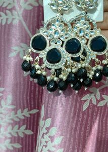 Black &amp; White Stone Pakistani Earrings | Brand New