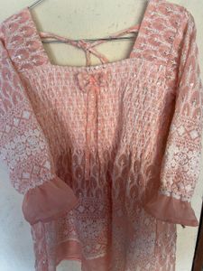 Peach Embroidered Top