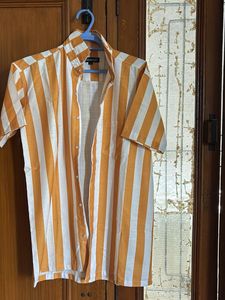 Men's Orange &amp; White Striped Shirt